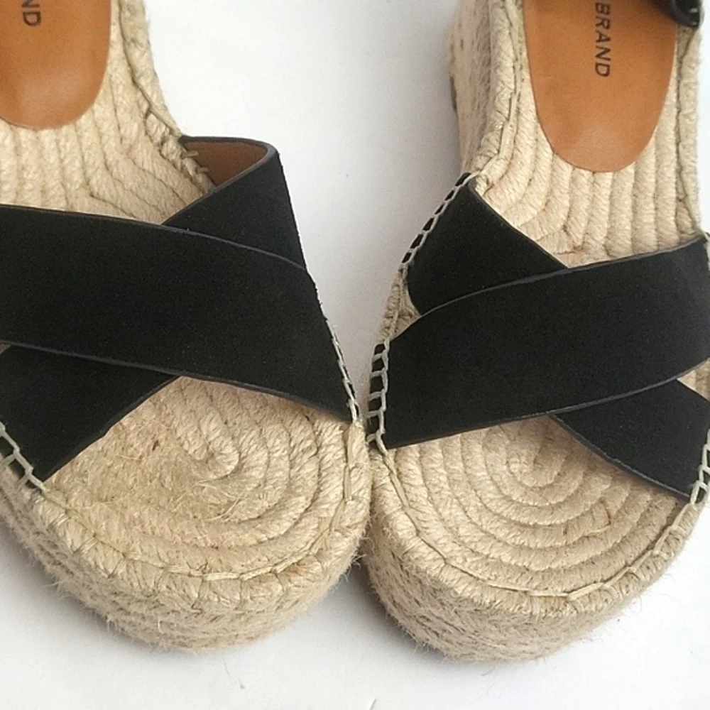 Lucky Brand Audrinah Black Suede Leather Ankle Strap Platform Espadrille… - Picture 6 of 16